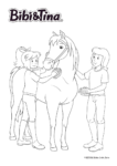 Ausmalbild Bibi & Tina - Bibi Blocksberg und Tina mit Pferd Sabrina